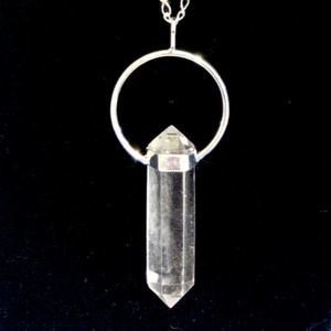 Crystal Quartz Two Pointed Pendent Necklace Large